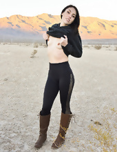 Brunette mom has small-tits and she is going to show them