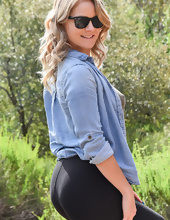 Outdoor solo pictures of young lady with beautiful buttocks