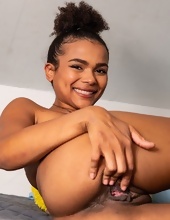 Fetching black mom thrills men taking off the blue top and black shorts