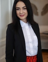 Raven-haired schoolgirl deserves to be spanked and fucked in shaved pussy