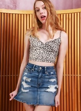 Skinny solo girl is showing off her naughty bits for the camera