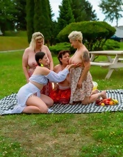 Lesbian picnic pictures with hot girls who LOVE licking