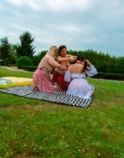 Lesbian picnic pictures with hot girls who LOVE licking