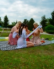 Lesbian picnic pictures with hot girls who LOVE licking