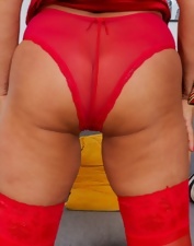 Red lingerie granny ready to get fucked in porn pics