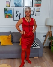 Red lingerie granny ready to get fucked in porn pics