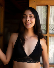 Spring photoshoot with one slender brunette hottie