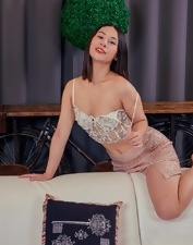 Busty chick with dark hair looking super irresistible