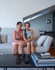 Lesbian photoshoot with a petite starlet and a mature slut