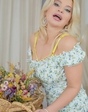 Blonde Milf In Floral Dress Lingerie Pics