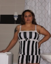Latina Milf Striped Dress Lingerie Photos