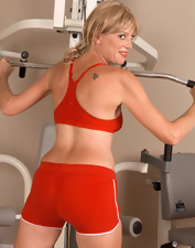 Blonde Gilf Gym Anal Training Photos