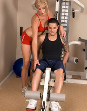 Blonde Gilf Gym Anal Training Photos