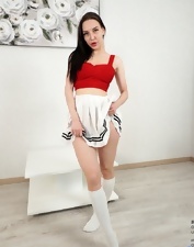 Brunette Stripping Out Of Red Top Photos