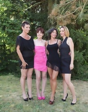 Mature Babes Strip Outdoors In Heels Pics