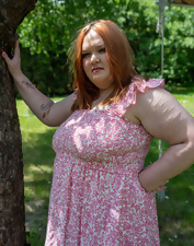 Curvy Redhead Babe Topless Pics Outdoor Tease