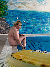 Mature nude women flaunting big booty and saggy tits in raw group tease sauna