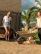 Blonde milf gets pounded hard outdoors like a slut