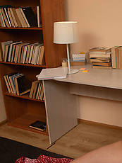 Mature babe spreads on chair flashing smooth hairy pussies